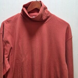 L.L. Bean Shirt Mens XL Orange Long Sleeve Turtleneck Jersey Cotton Tee Casual